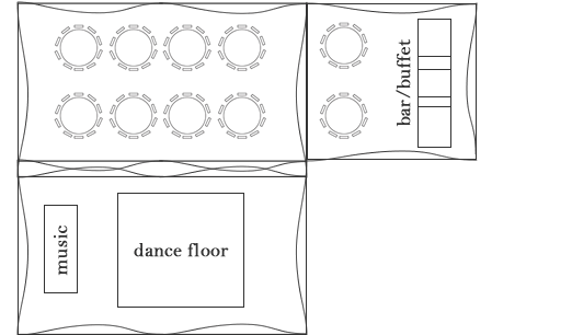 Layout for 100 wedding guests with Out Is In Marquee hire