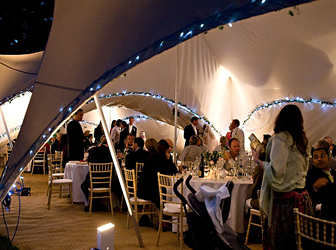 Capri marquee at night wedding Kent